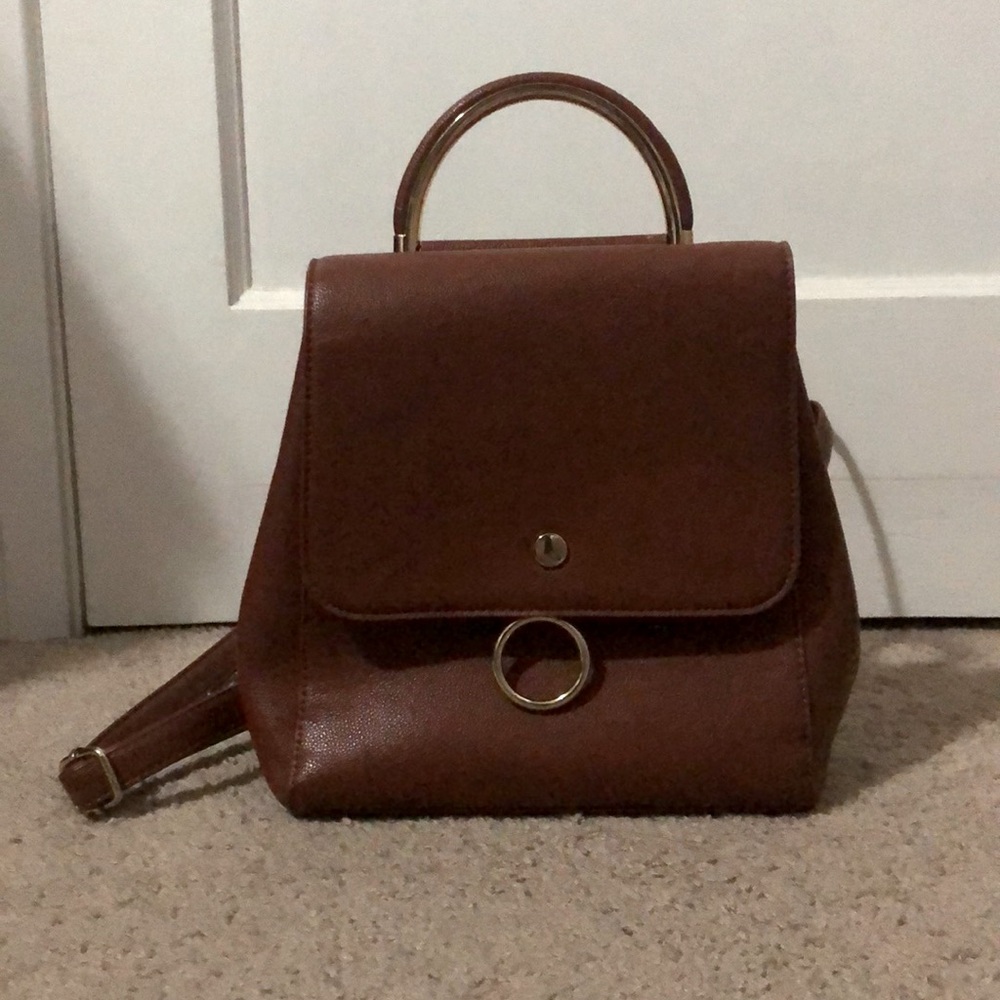 Brown Faux Leather Mini Bag
